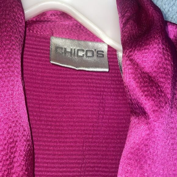 Chico's Shirt Womens Large Pink 100% Silk Blouse Button Up Classy Polished Chic - Picture 6 of 13